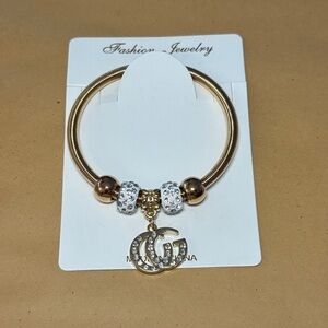 New! Elegant Gold Rhinestone Charm Bracelet